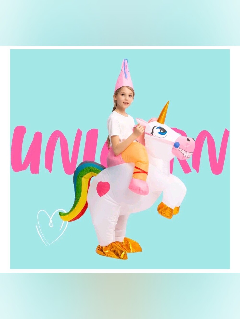 Joyfy Kids Inflatable Unicorn Halloween Costume Ride On Full Body